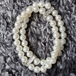 Elastic pearl & diamonds bracelet
